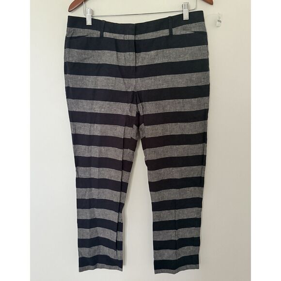 NWT GAP Slim Crop Pants Rugby Stripe Linen Cotton Blend Lightweight Trousers 6 - Picture 2 of 10